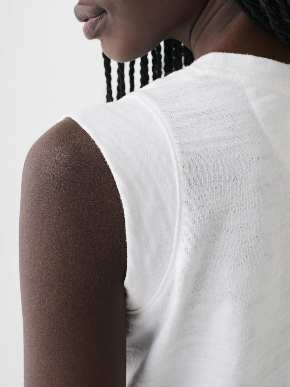 Kara Sunwashed Slub Muscle Tank- White