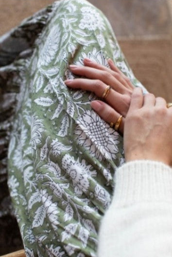 Shirred Skirt - Arles Gothic Olive