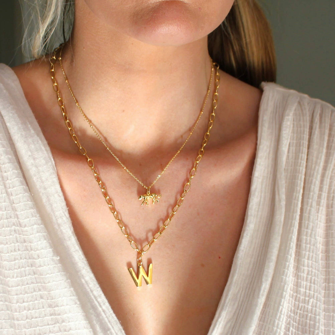 Gold Leopard Pendant Necklace: 16 inch