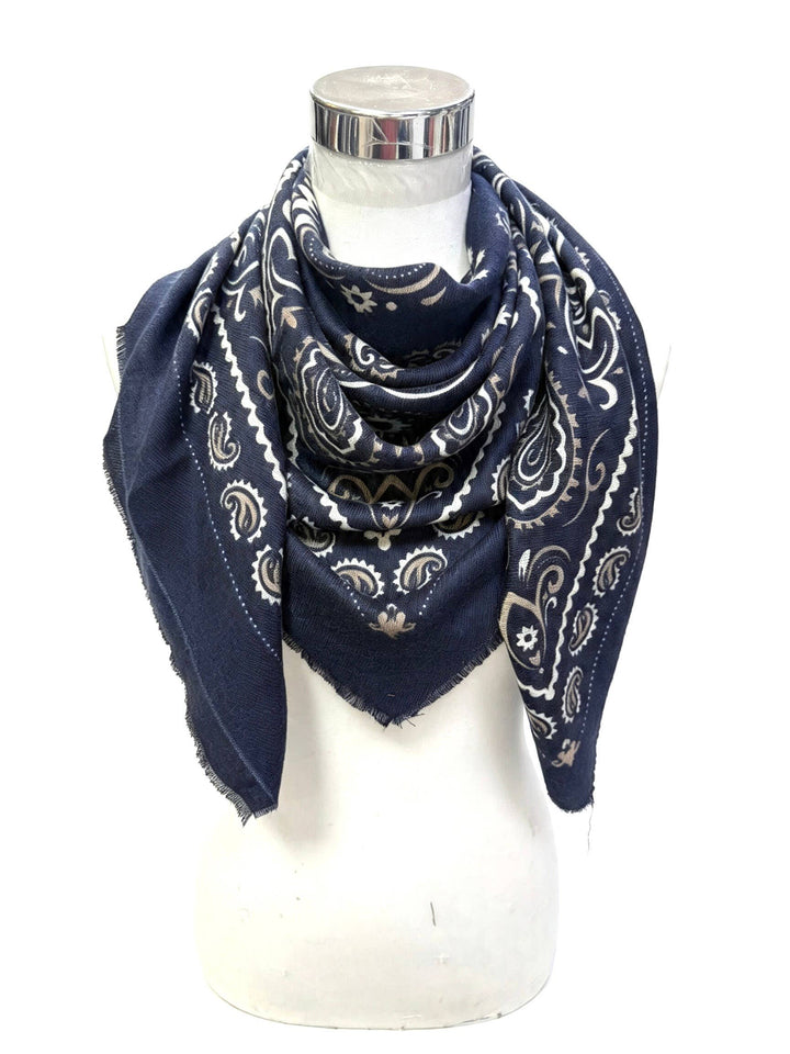 K21 Large Woolen Square Bandana: Khaki