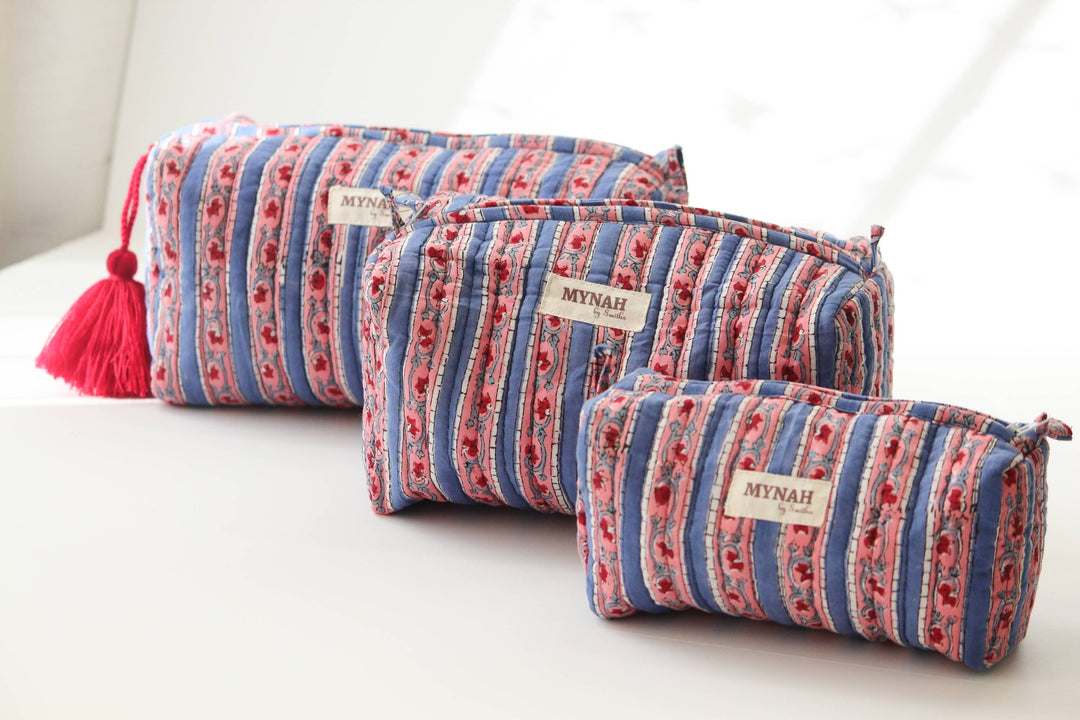 Nantucket stripes travel/makeup bag - Large