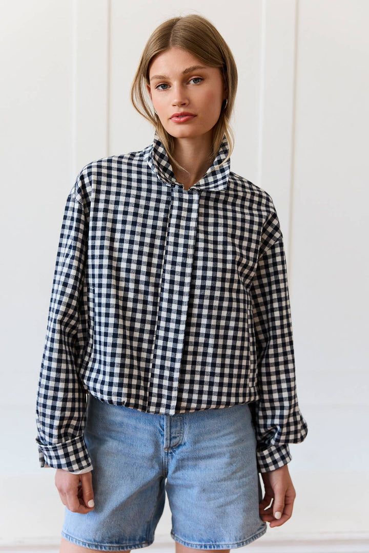 Jenna Gingham Jacket - Navy