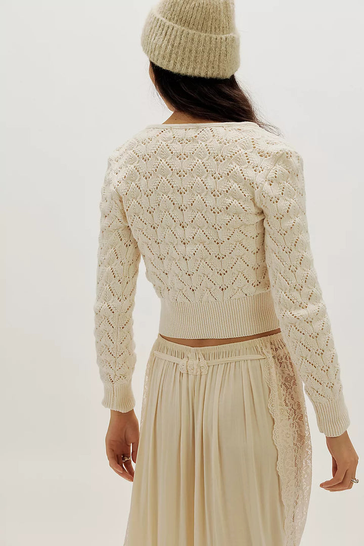 Pretty in Pointelle Cardi - Ivory