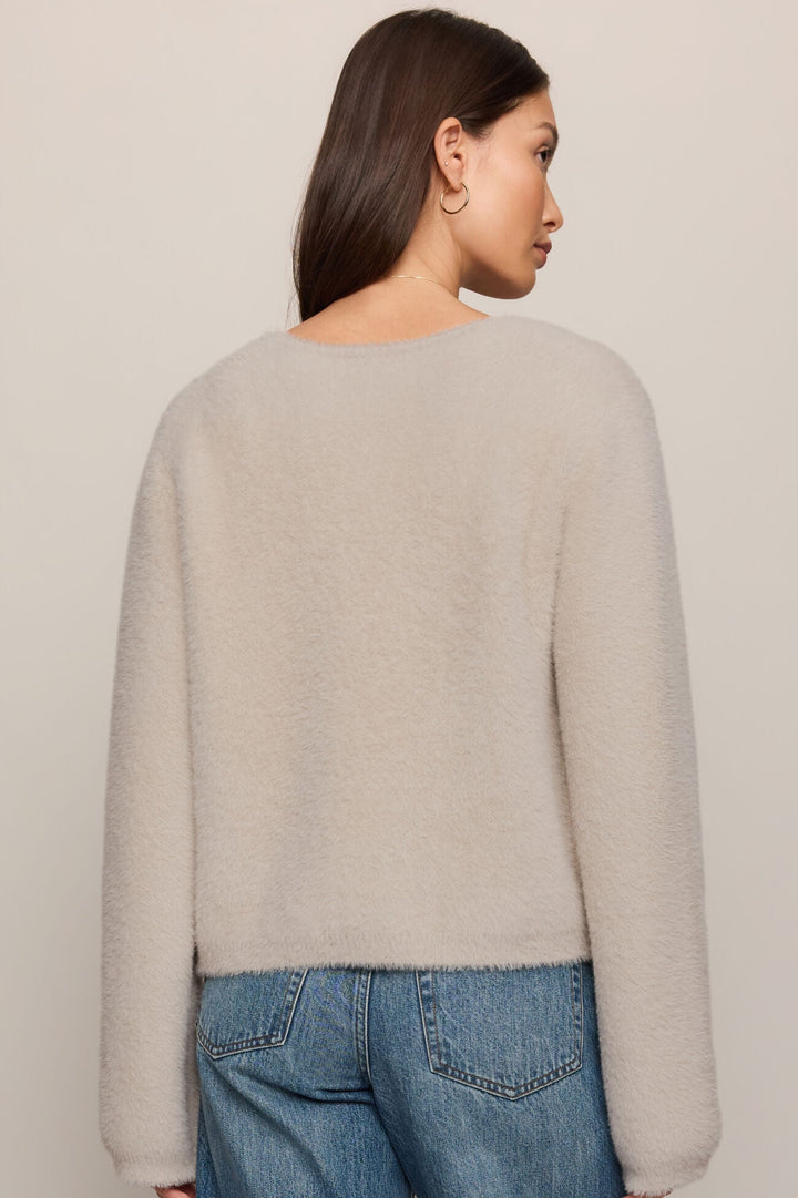 Winterglow Fluffy Cardigan - Frosted Pearl