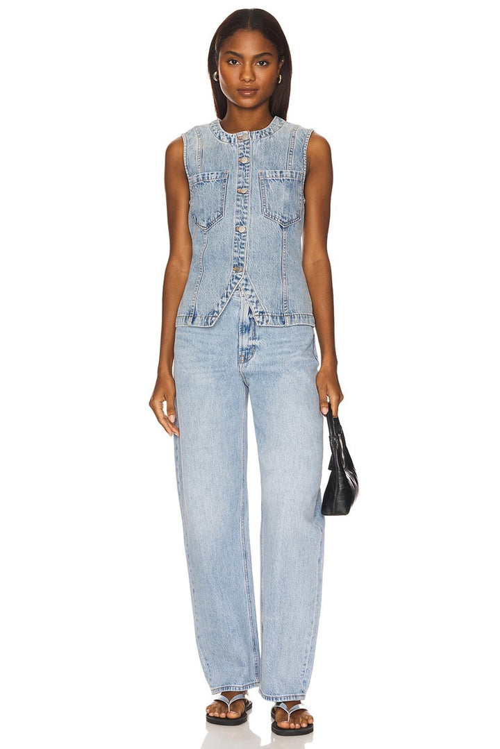 Gia Fitted Collarless Vest - Gaze