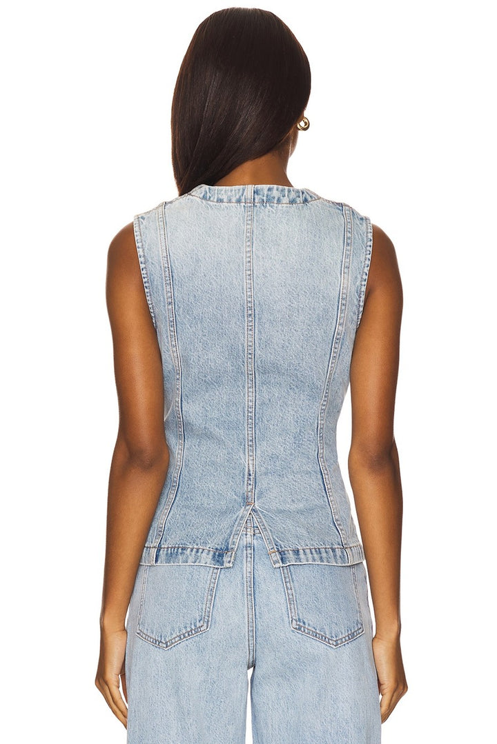Gia Fitted Collarless Vest - Gaze