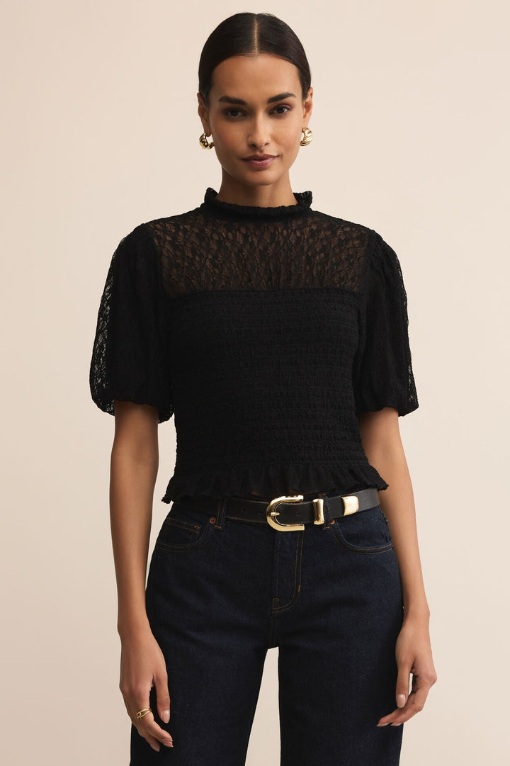 Glimpse Lace Top - Black