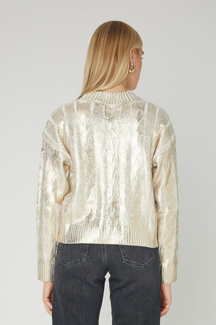 Cory Cotton Blend Sweater - Gold Foil