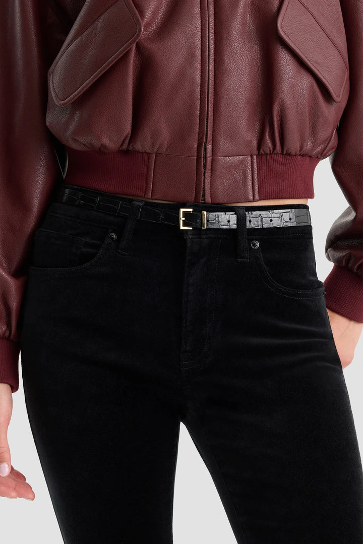 Good Legs Velvet High Rise Flared Jeans - Black