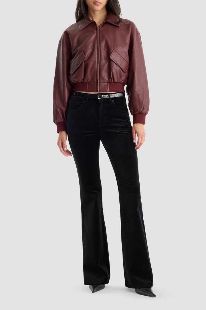Good Legs Velvet High Rise Flared Jeans - Black