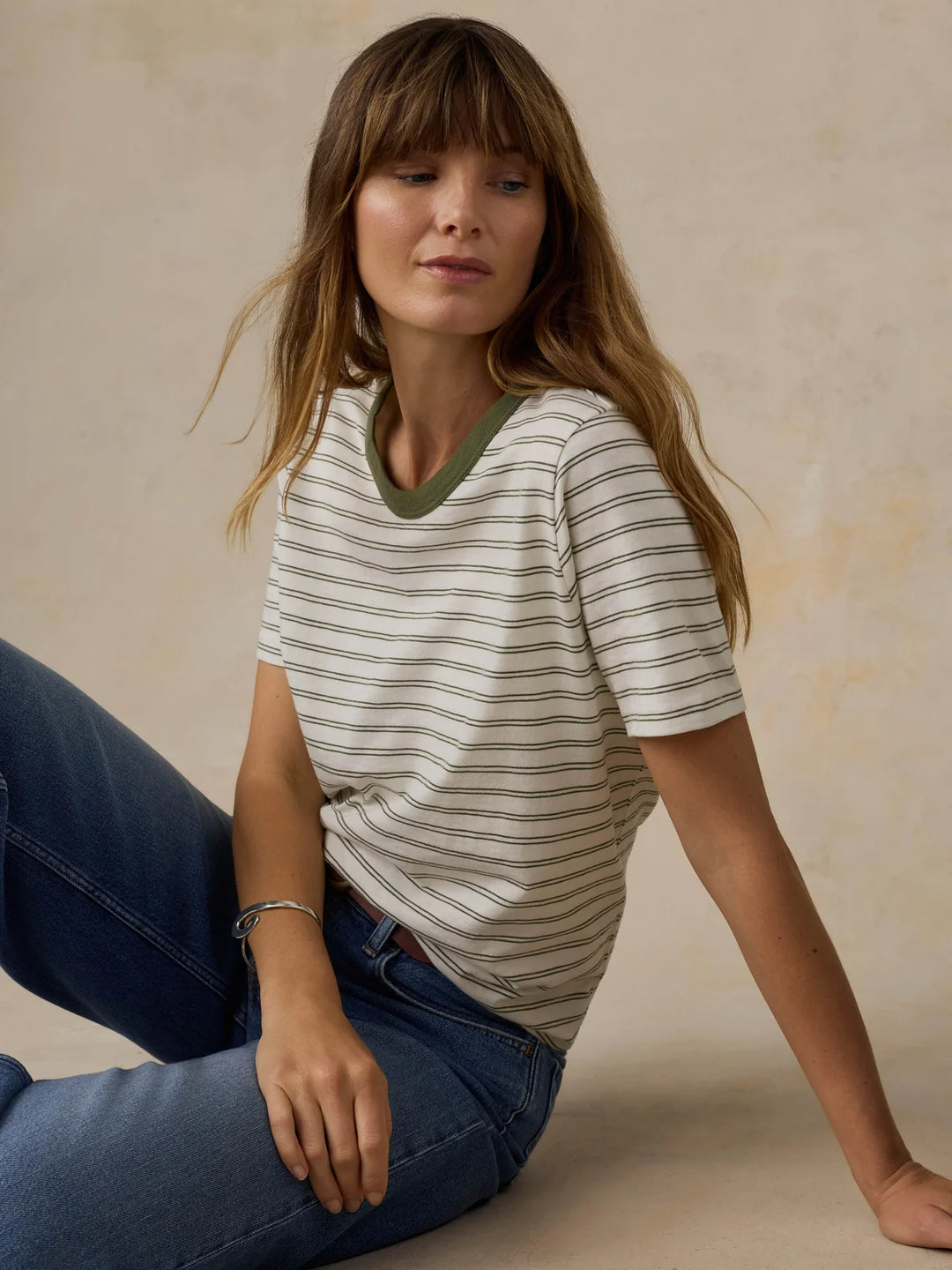 Sunwashed Essential Tee - Four Leaf Clover Stripe