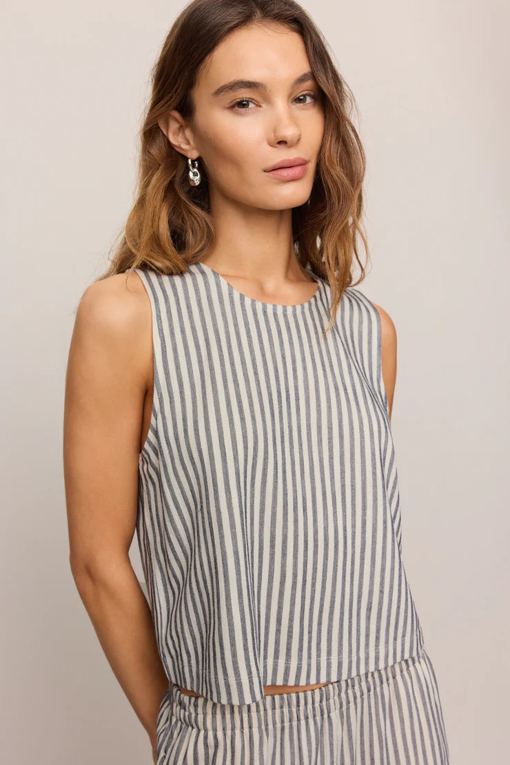 Grey and white stripe knit tank top - Z Supply Sloane
