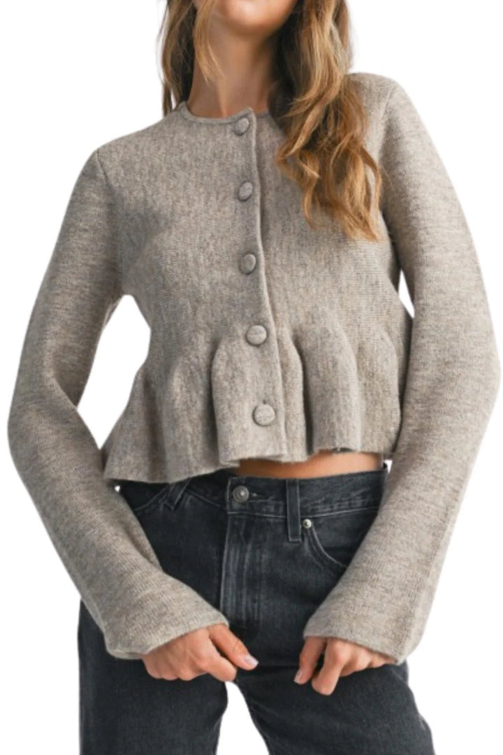 Briah Peplum Cardigan - Lt Mocha