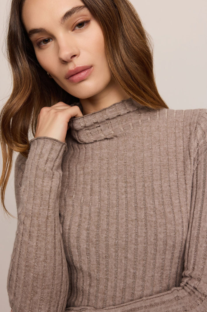 Hattie Long Sleeve Top - Heather Ash