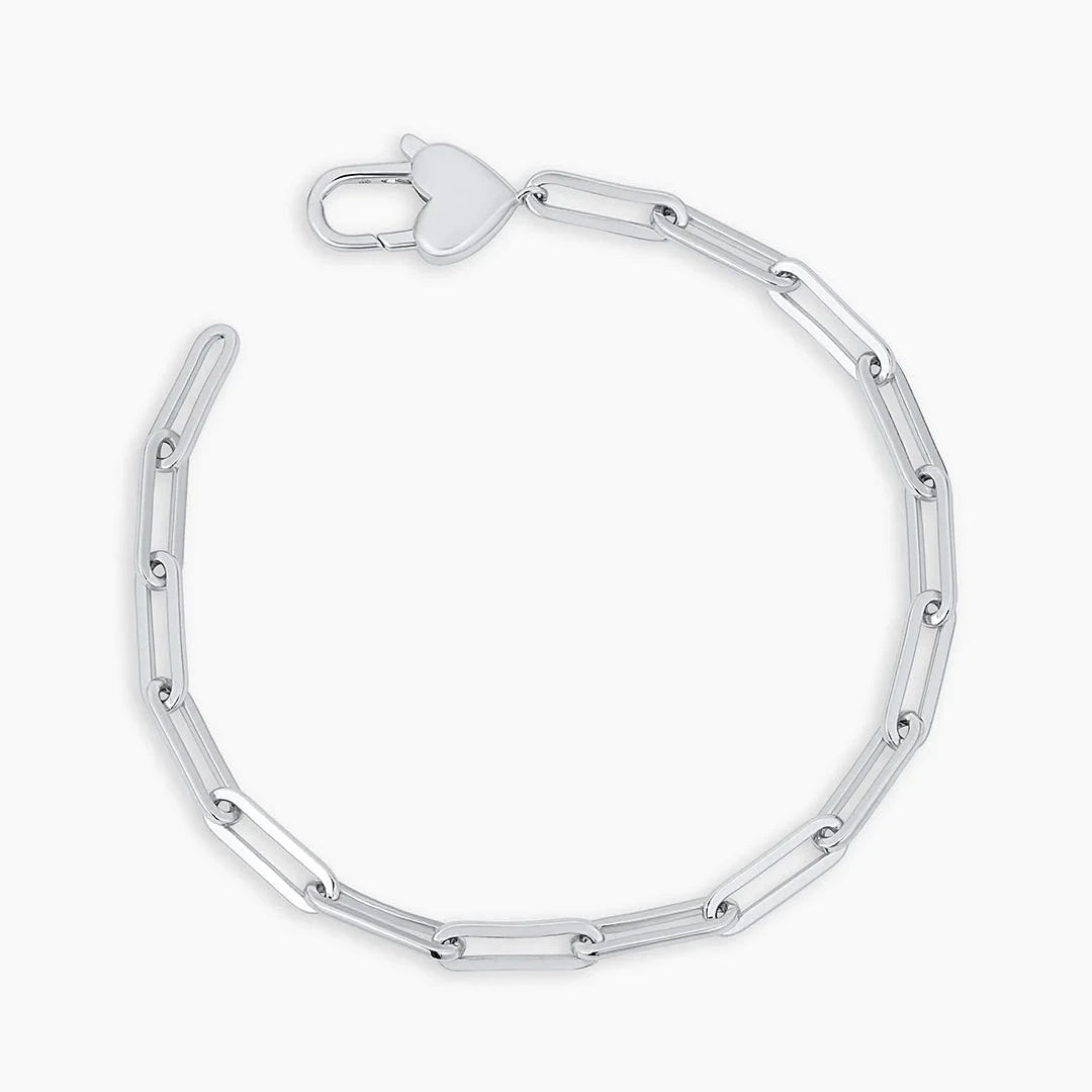 Heart Padlock Bracelet - Silver