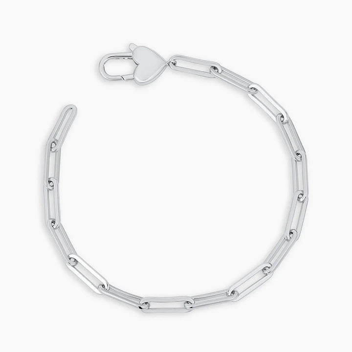 Heart Padlock Bracelet - Silver