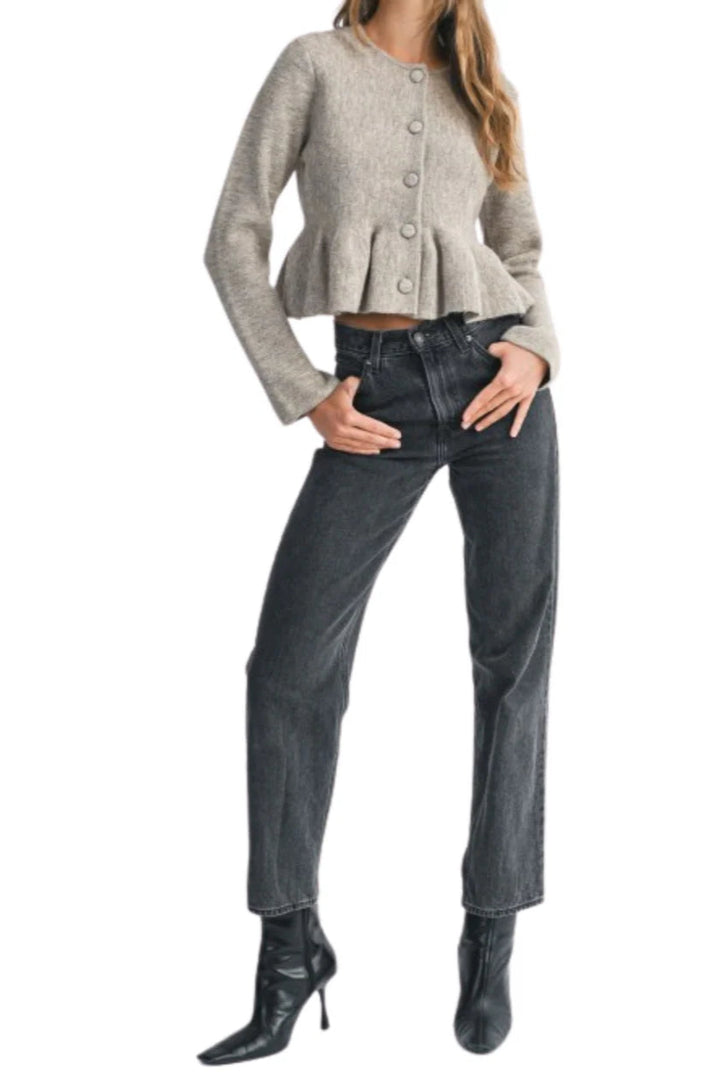 Briah Peplum Cardigan - Lt Mocha