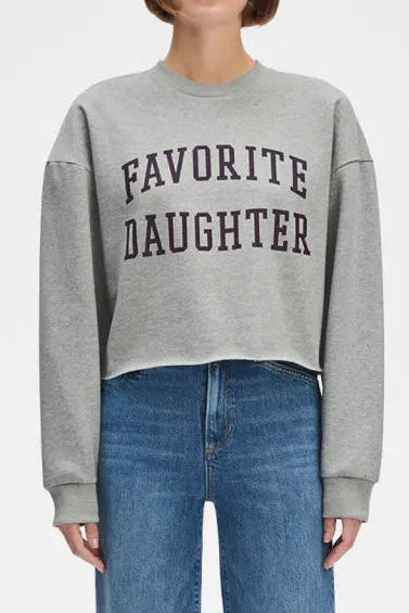 Cropped Collegiate Sweatshirt - Heather Grey/Burgandy