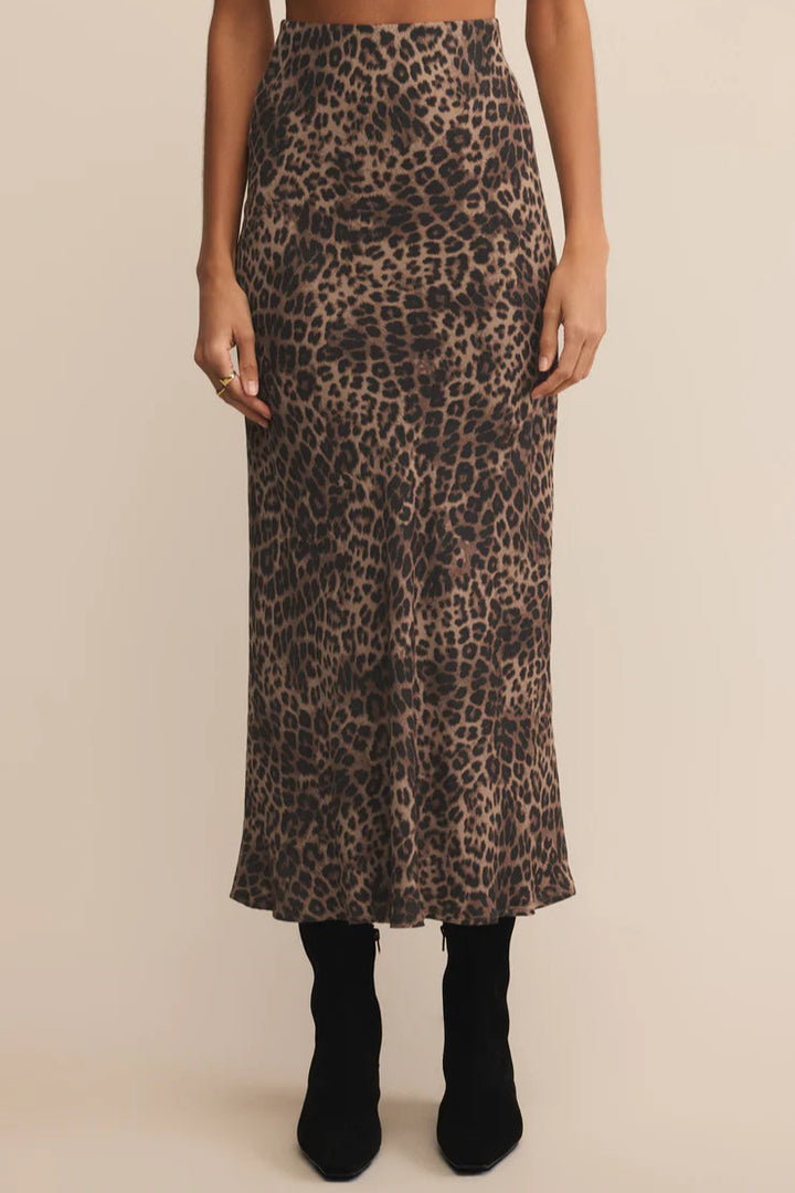 Izabel Leopard Skirt - Desert Tan