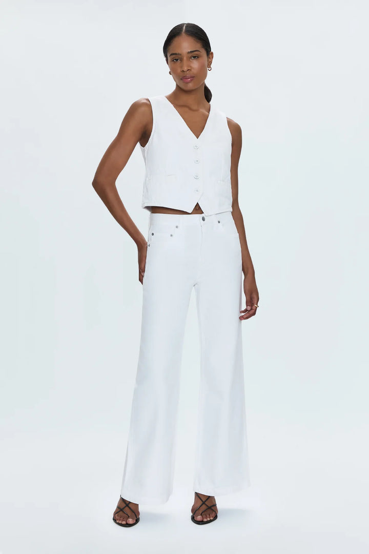 Jadyn Low Slung Palazzo Jean - Vivid White