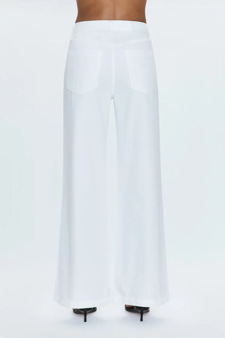 Jadyn Low Slung Palazzo Jean - Vivid White