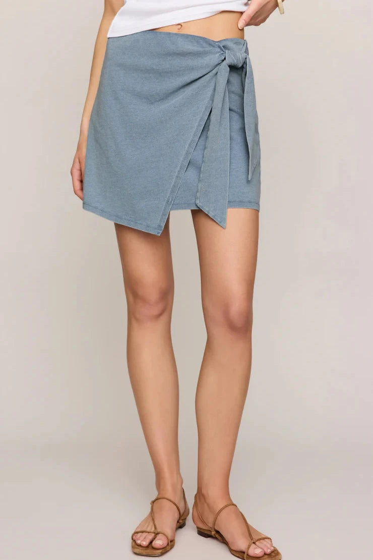 Sora Jersey Denim Mini Skirt - Ocean Air Indigo