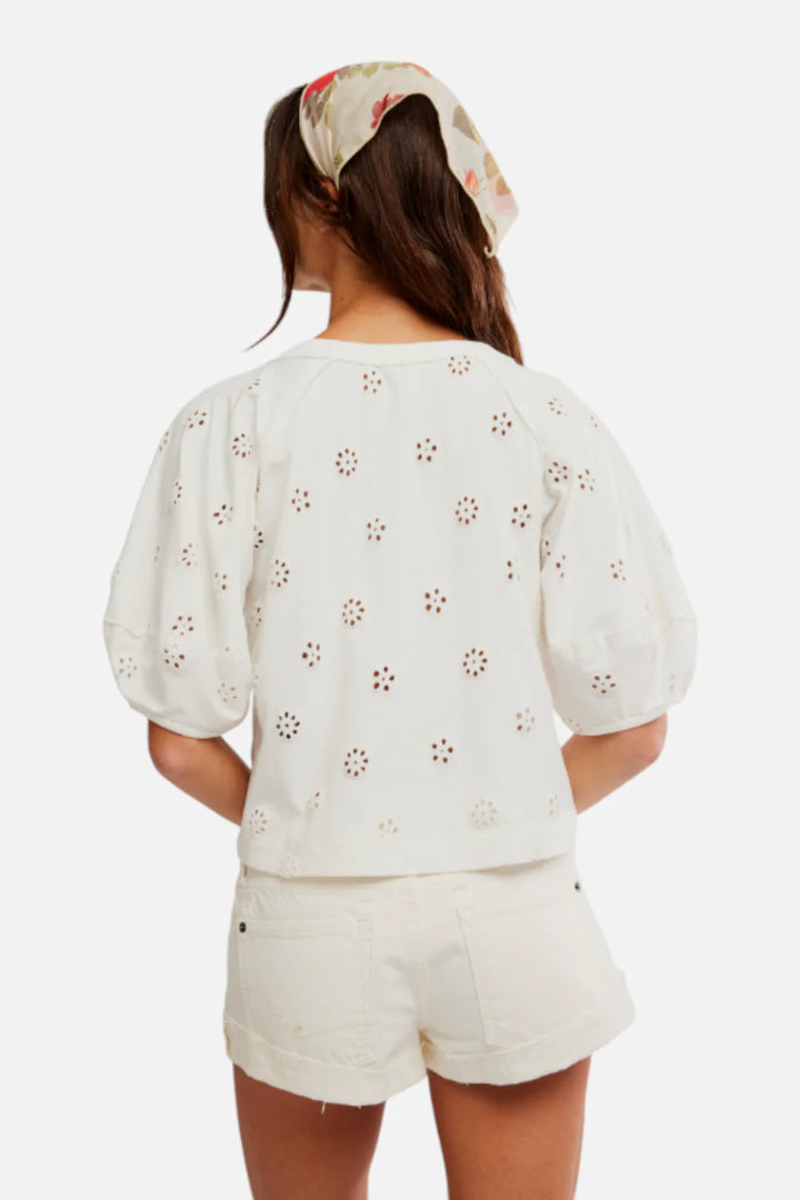Jessie Eyelet Tee - Whisper White