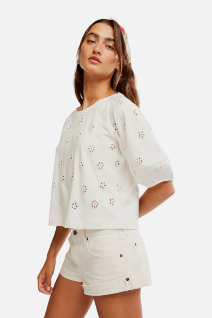 Jessie Eyelet Tee - Whisper White