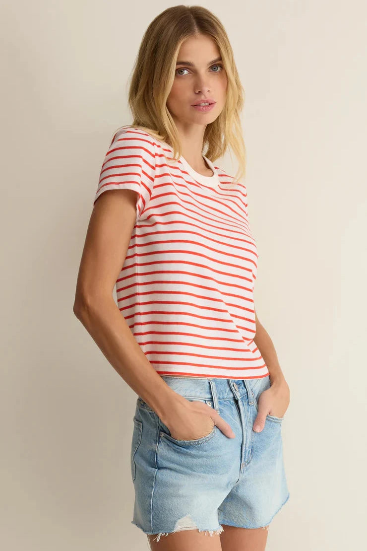 Junie Striped Tee - Lychee