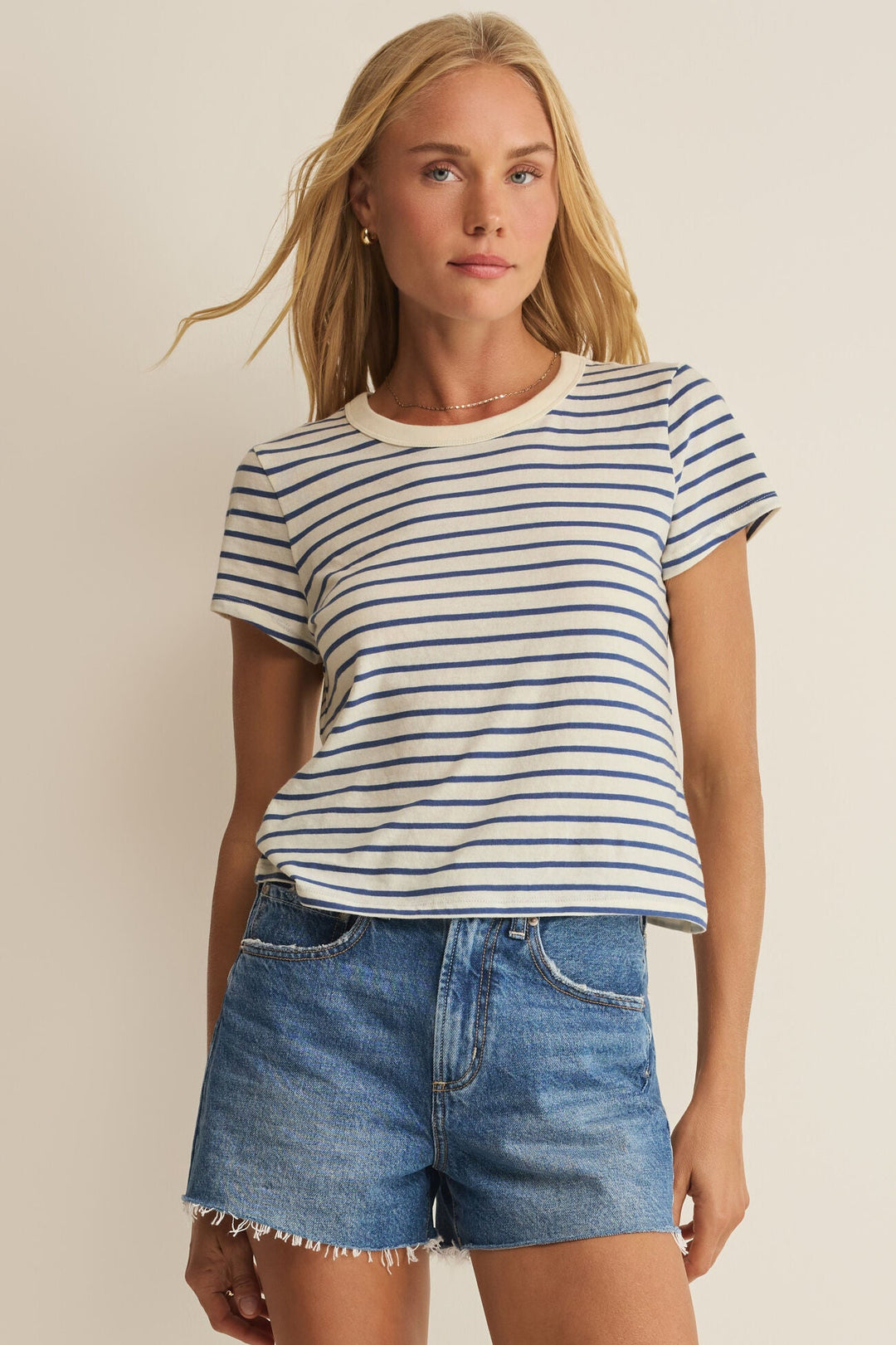 Junie Striped Tee - True Navy