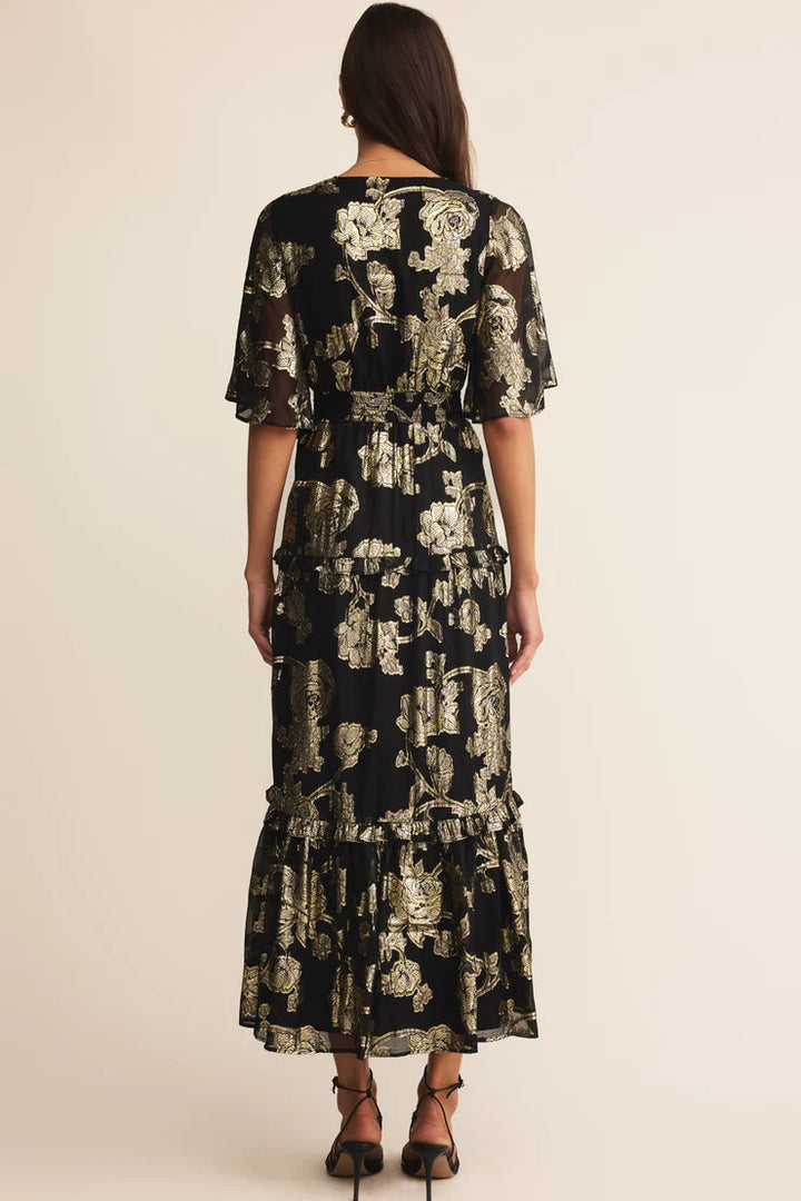 Kiera Jacquard Maxi Dress - Black