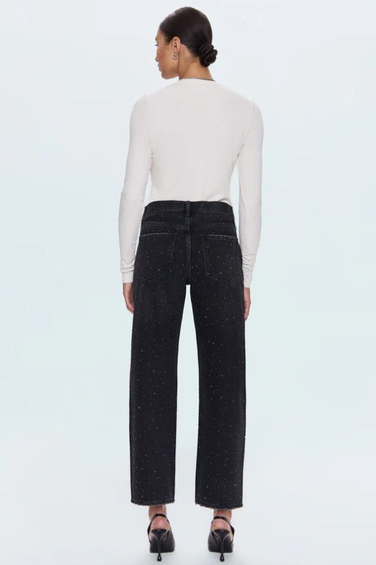 Lexi Mid Rise Bowed Straight Jean - Silver Screen