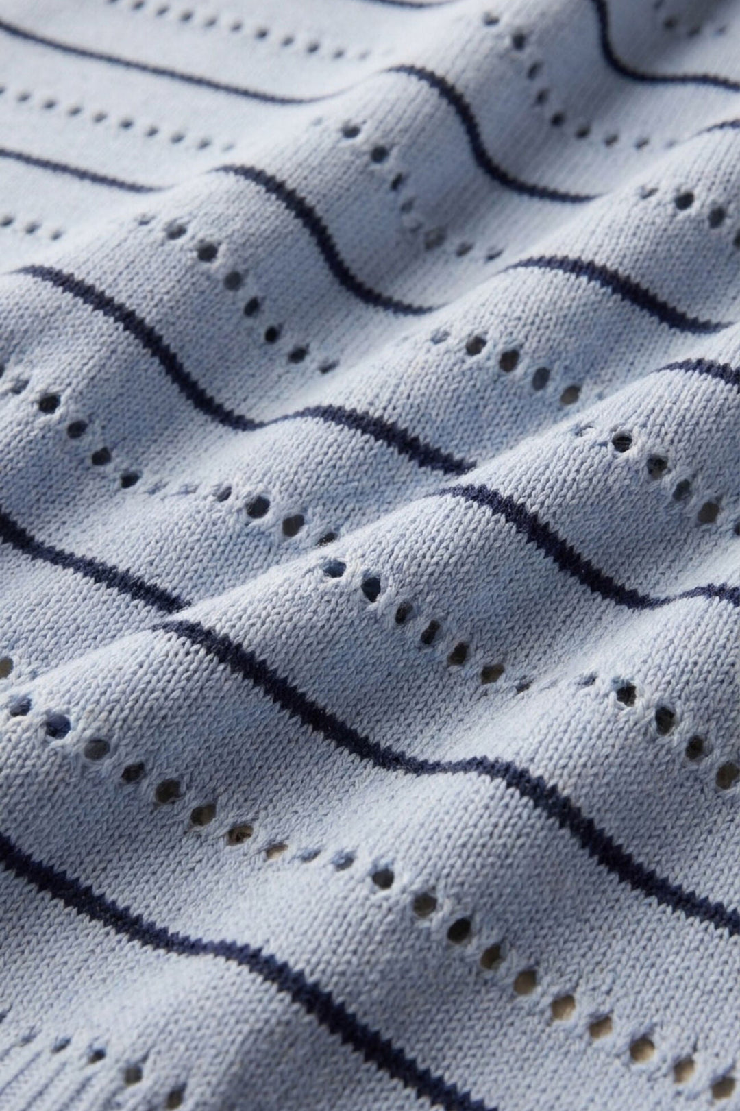 Light blue cotton blend sweater with contrast trim