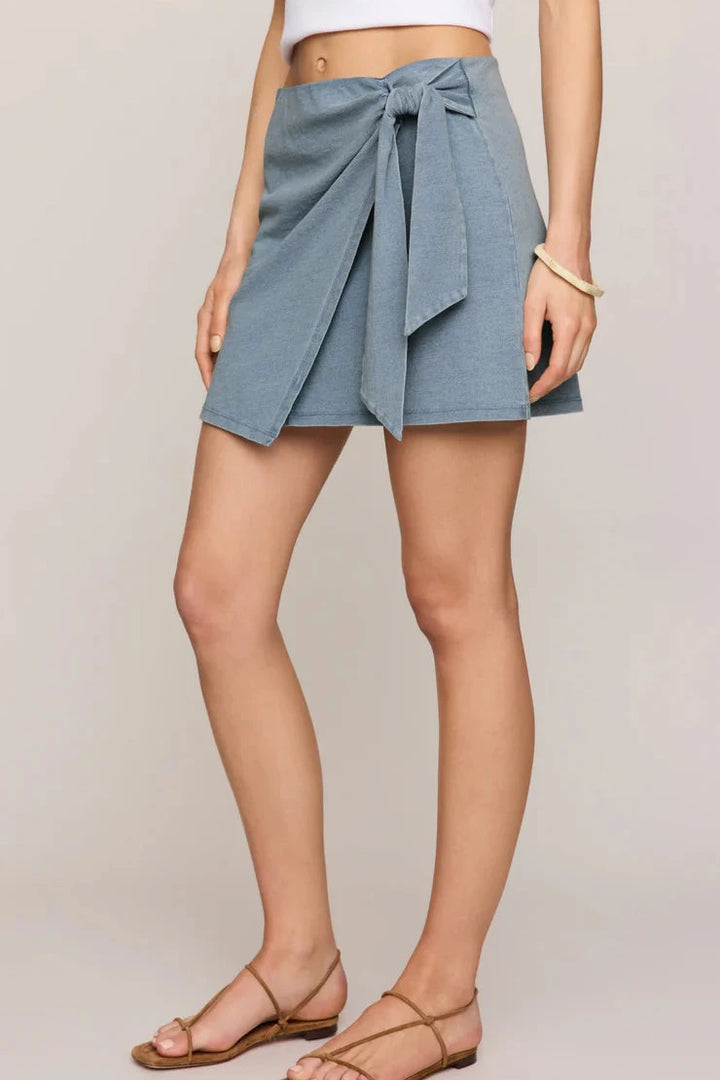 Sora Jersey Denim Mini Skirt - Ocean Air Indigo