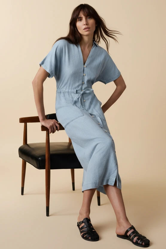 Tried & True Oakly Midi Dress - Arctic Sea Wash
