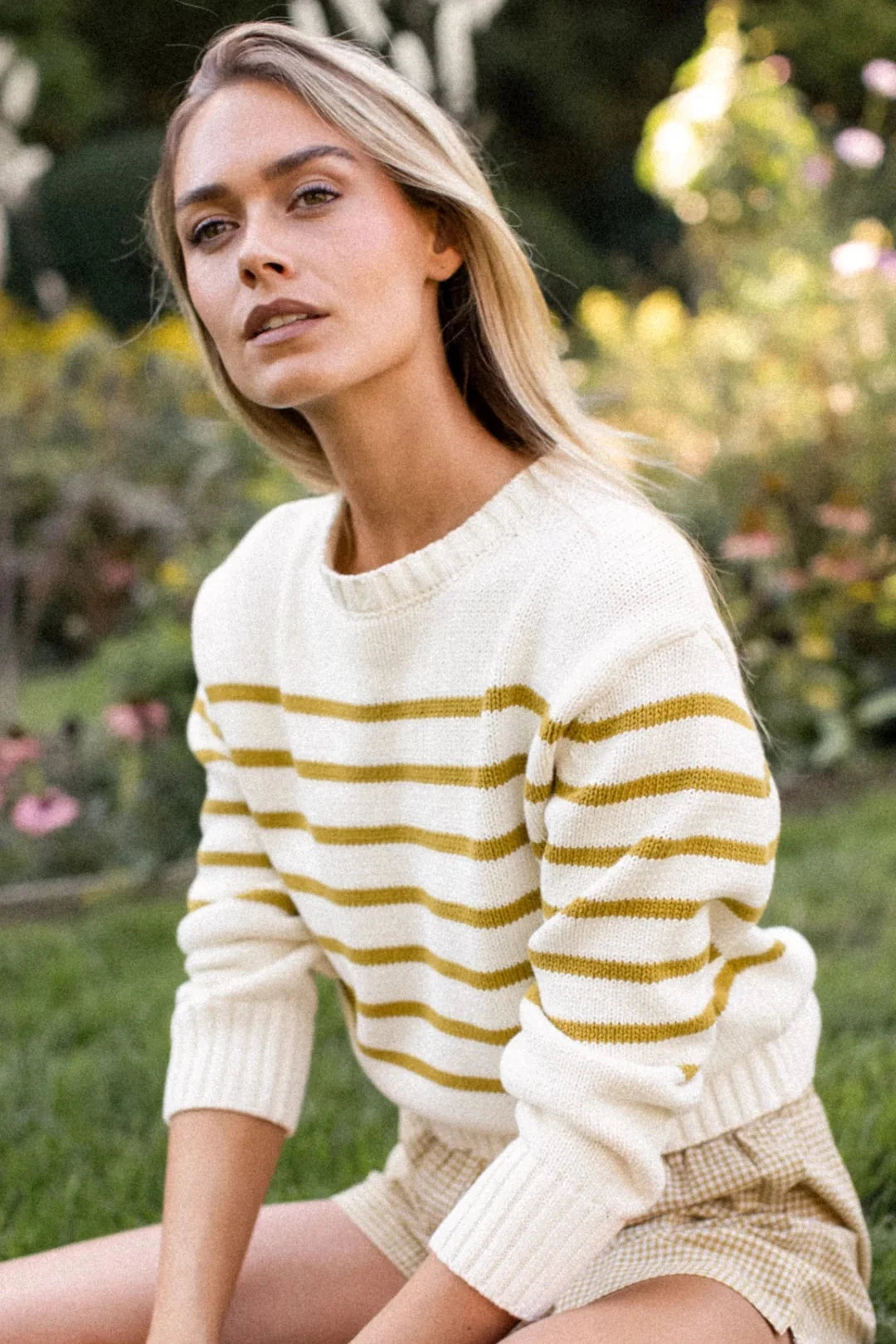 ピカリ✨mame StripeHAMAGURI Knit Pullover Kenzie Striped Sweater in Navy