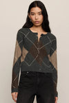 Medina Argyle Cardigan - Charcoal Heather