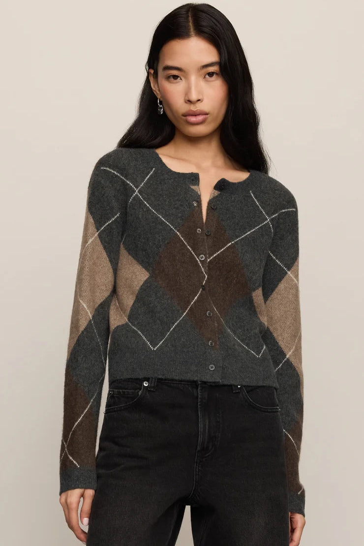 Medina Argyle Cardigan - Charcoal Heather
