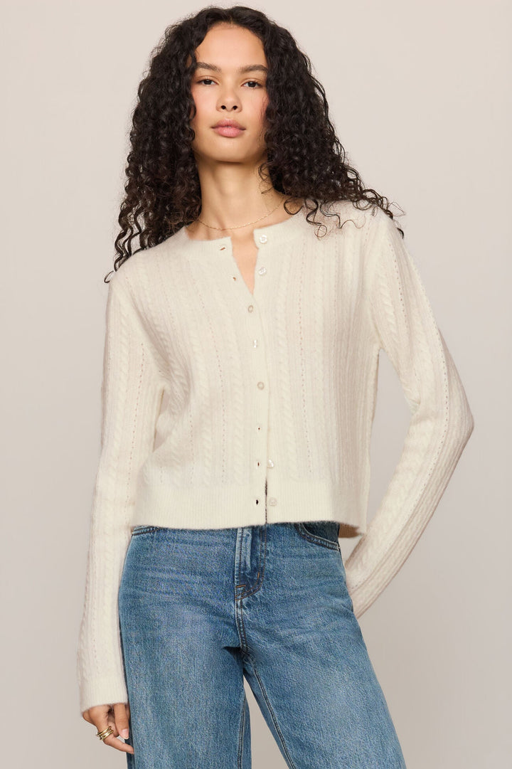 Medina Pointelle Cardigan - Cloud