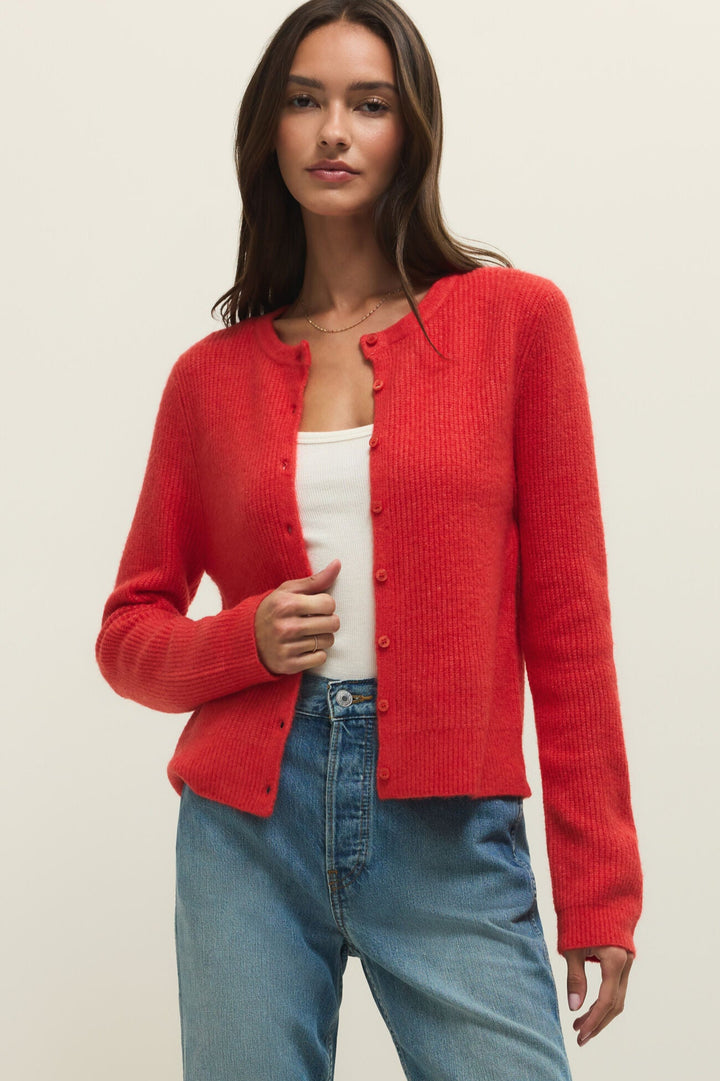 Medina Rib Cardigan - Red Lotus