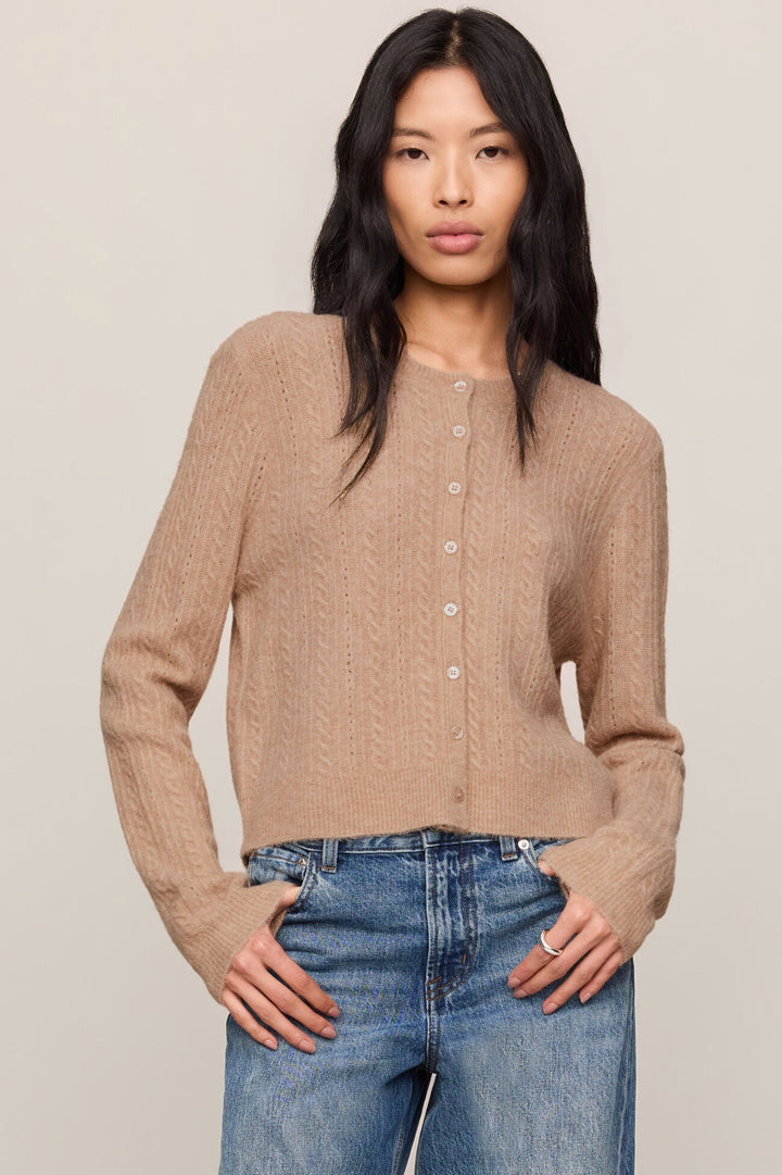 Medina Pointelle Cardigan - Macaroon
