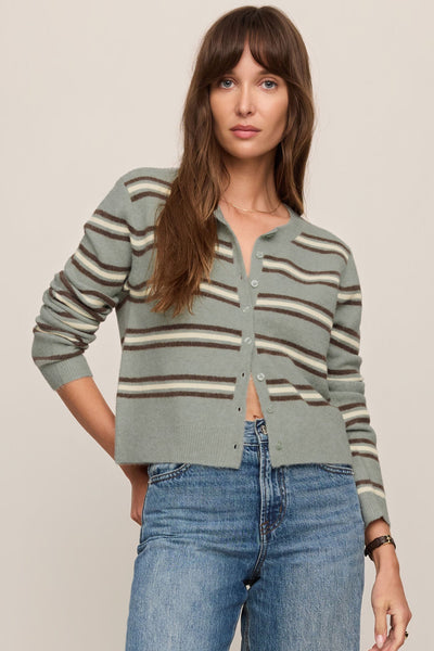 Medina Stripe Cardigan - Aqua Cloud
