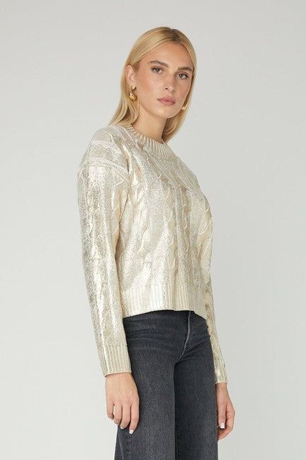 Cory Cotton Blend Sweater - Gold Foil