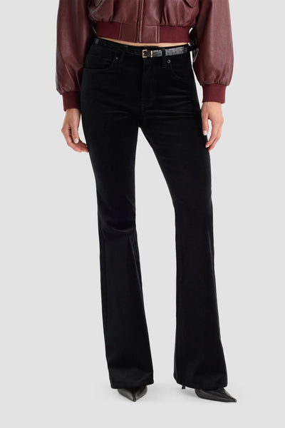Good Legs Velvet High Rise Flared Jeans - Black