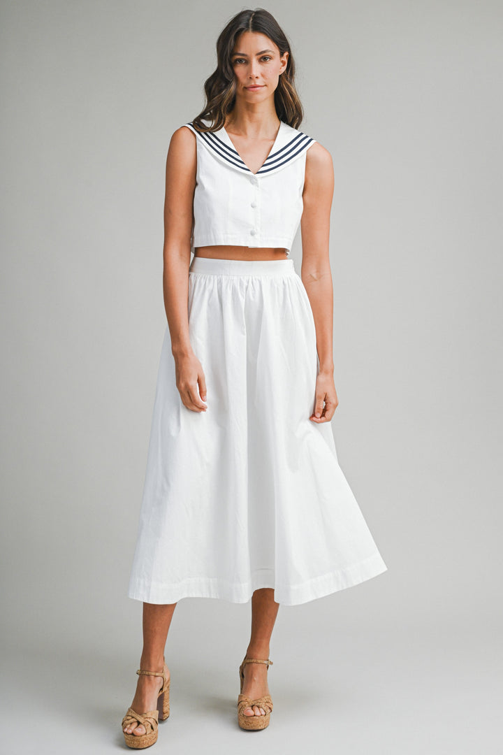 Maren Sailor Top And Midi Skirt Set