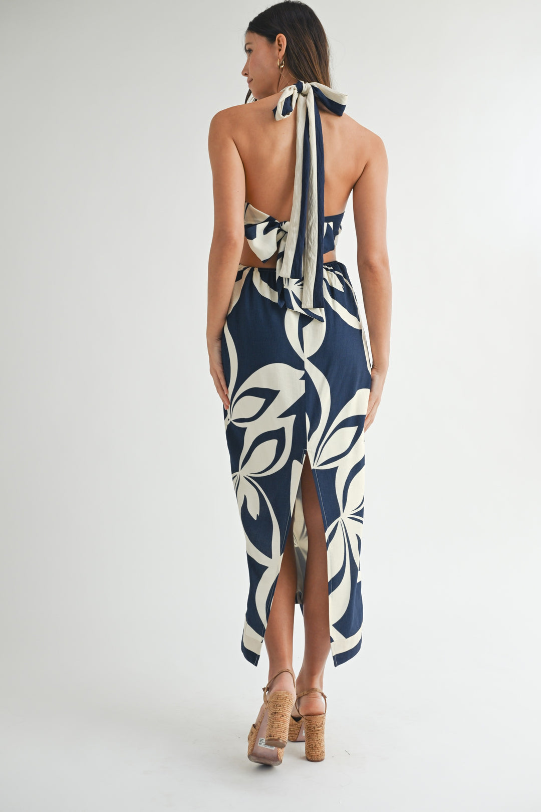 Palmstrand Halter Midi Dress - Navy