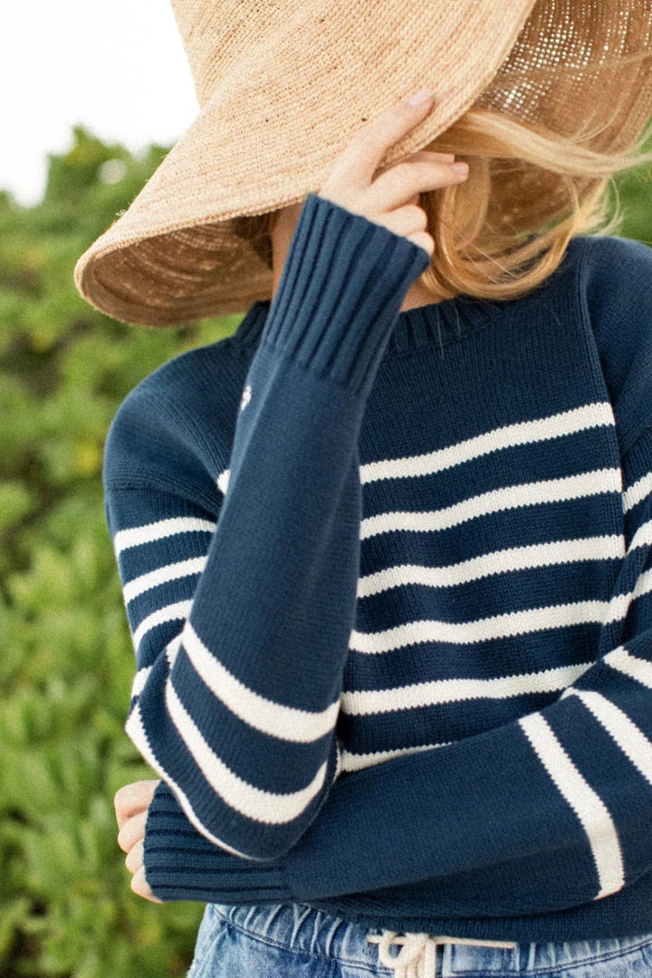 Lake Sweater - Navy/Ivory Stripe