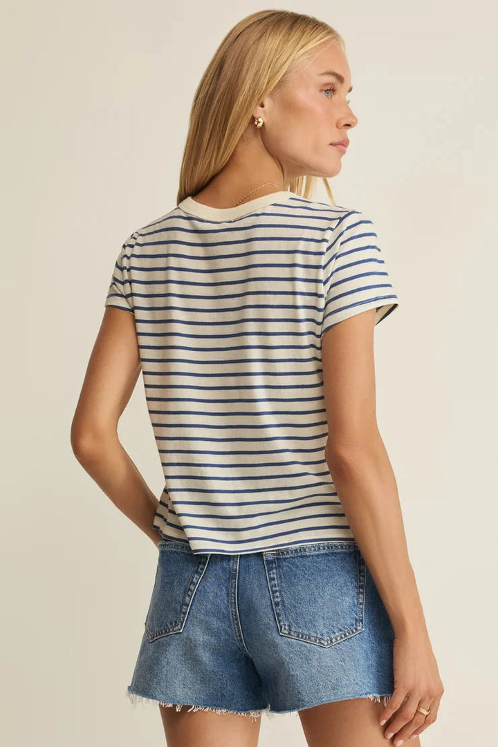 Junie Striped Tee - True Navy