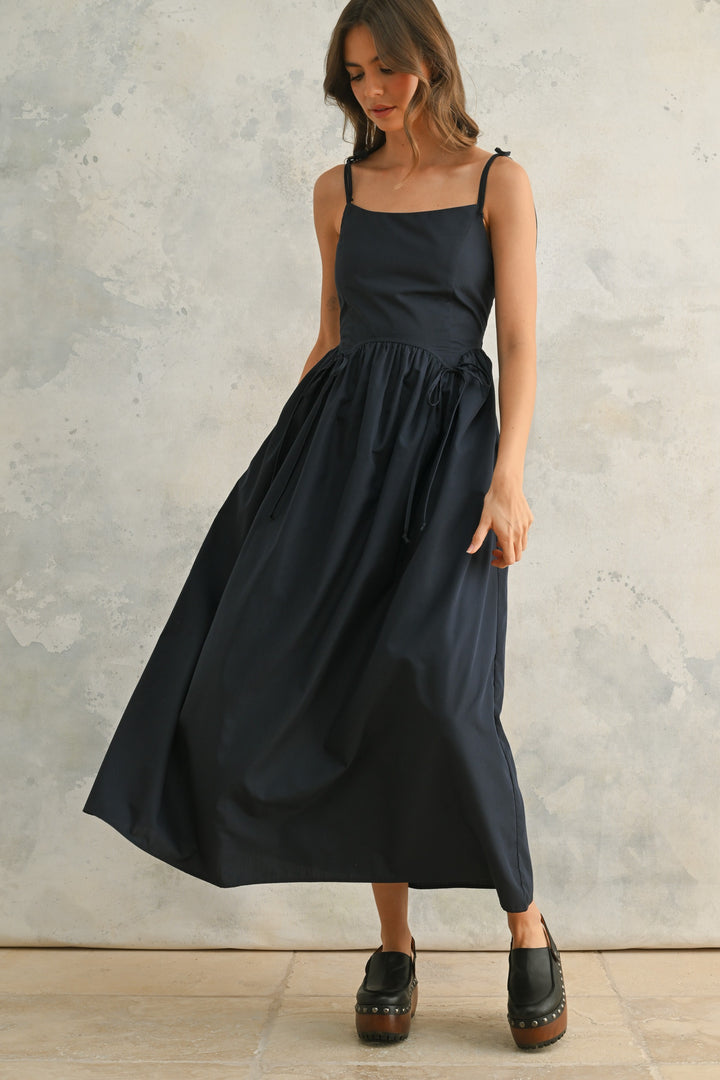 Brie Bow Tie Dress - Navy