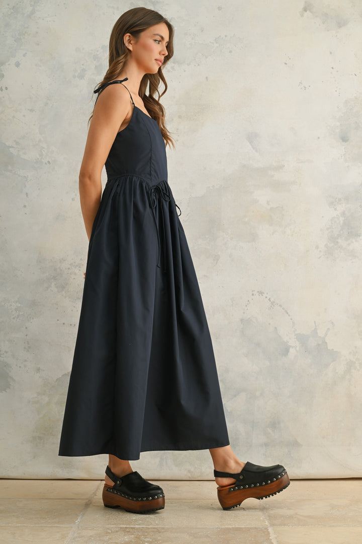 Brie Bow Tie Dress - Navy